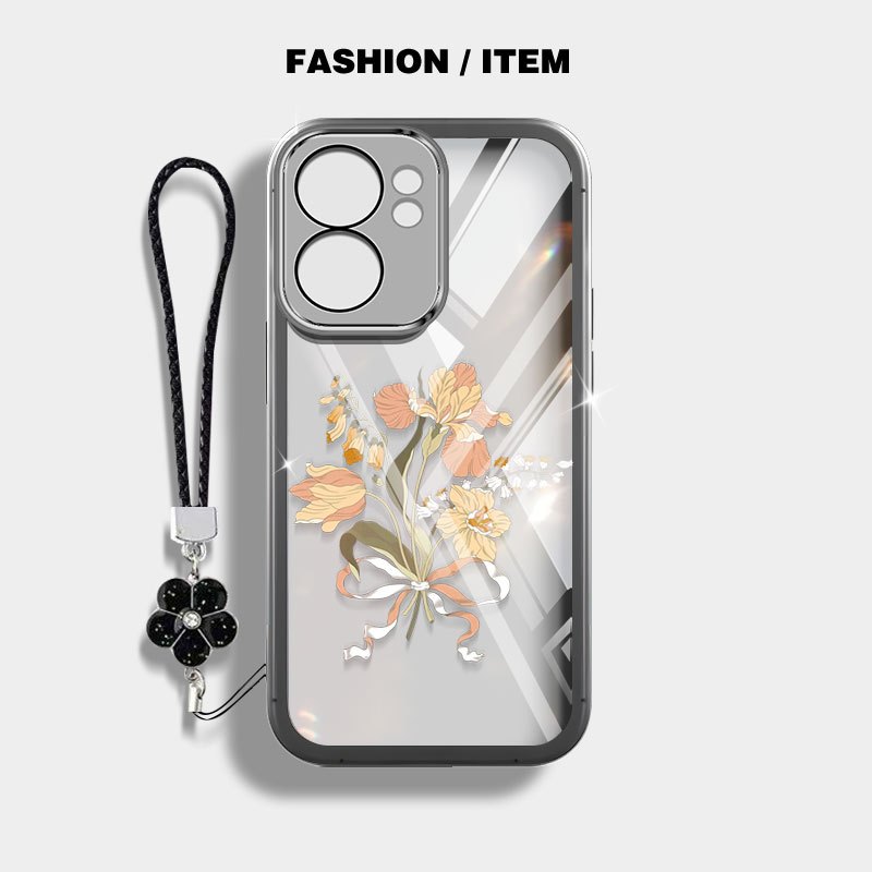 YBD Trong Suốt Cho OPPO A6C A6X A6 Pro A6S A6T Pro 5G Vỏ Điện Thoại Hoa Nhiệt Đới Bó Hoa Có Dây Buộc
