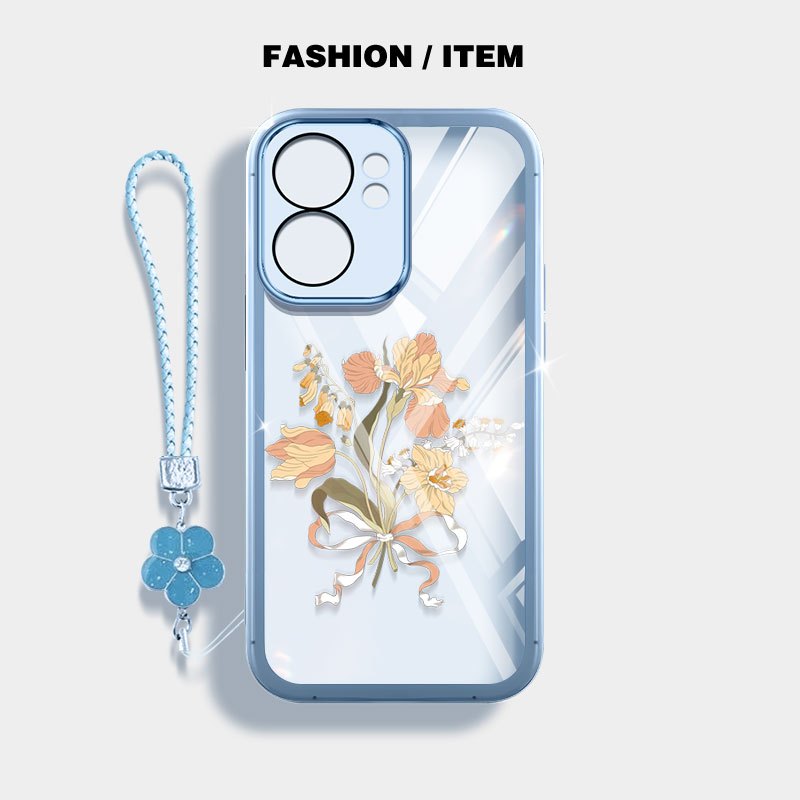 YBD Trong Suốt Cho OPPO A6C A6X A6 Pro A6S A6T Pro 5G Vỏ Điện Thoại Hoa Nhiệt Đới Bó Hoa Có Dây Buộc