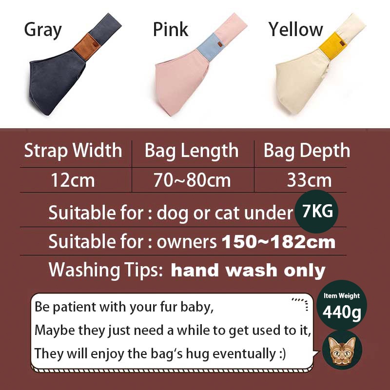 HamshMoc Cat Dog Sling Carrier Hands Free Pet Vai Trước Ba Lô Có Thể Điều Chỉnh Thoải Mái Túi Cho Chó Con Du Lịch