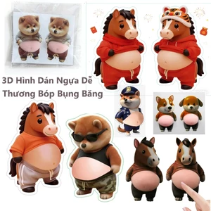 Miếng Dán Ngựa Hoạt Hình Ngựa 3D Bụng Băng Dính 2 Mảnh Sổ Lưu Niệm Dán Hàng Thủ Công Vỏ Điện Thoại