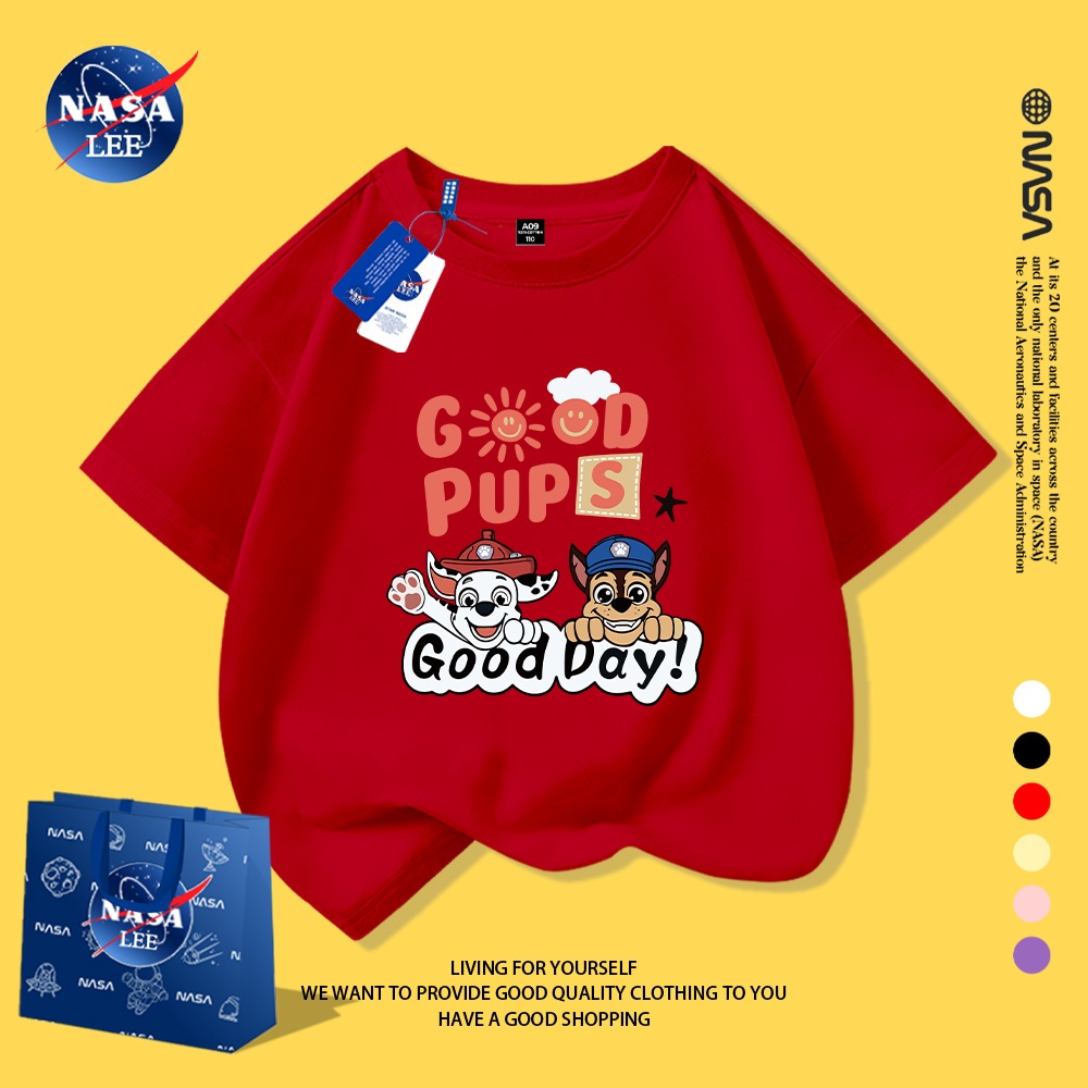 NASA Nguyên Chất Cotton Ngắn Tay 2026 Phong Cách Mới Trẻ Em Tay Ngắn Mềm Mại Thoải Mái Thời Trang Dễ Thương 12