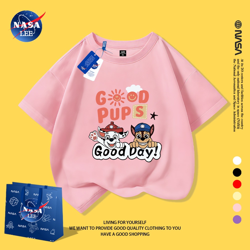 NASA Nguyên Chất Cotton Ngắn Tay 2026 Phong Cách Mới Trẻ Em Tay Ngắn Mềm Mại Thoải Mái Thời Trang Dễ Thương 12