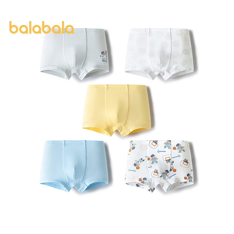 Balabala Bé Trai Quần Lót Trẻ Em 2026 Quần Short Boxer Co Giãn 5 Gói Quần Lót Mềm Mại Thoải Mái Cho Trẻ Em Short Cotton Thoáng Khí Cho Trường Học Hàng Ngày Mặc Nhà Gói Gear
