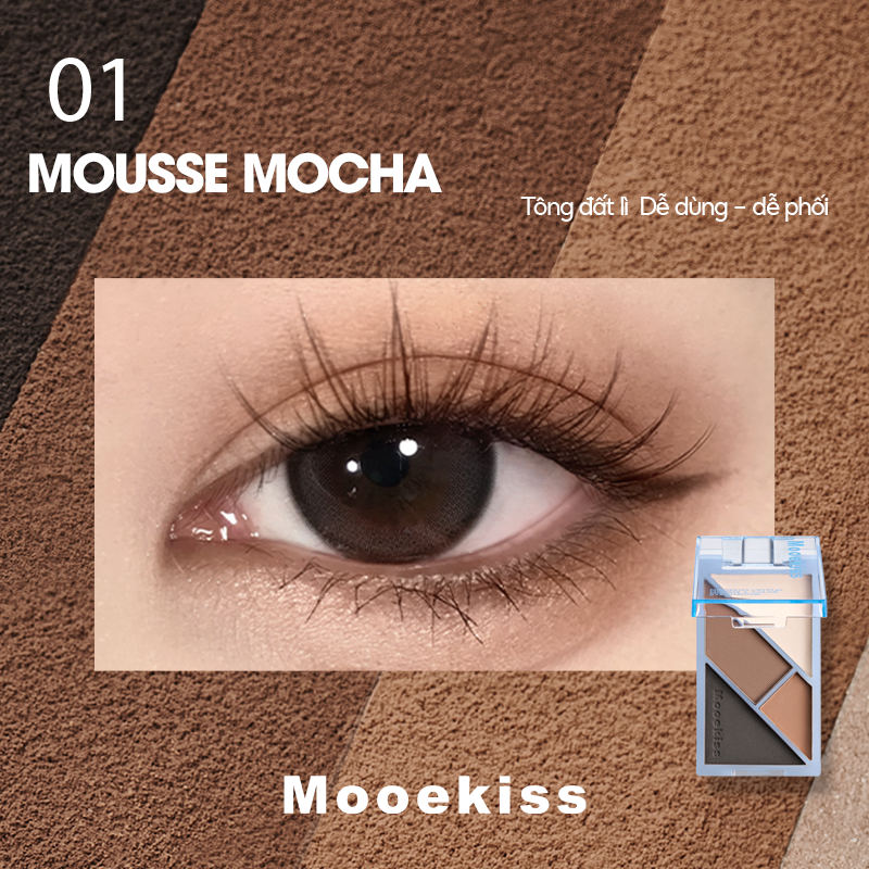 Bảng Phấn Mắt Mooekiss 4 Màu, Lì & Nhũ, Dễ Tán, Makeup Nhẹ Tự Nhiên, Lâu Trôi,Lì Mịn / Matte,Sắc Tố Cao,Bão Hòa Thấp,Hàng Ngày