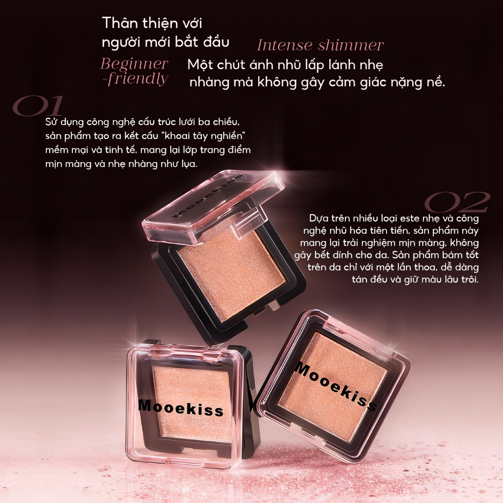 Bảng Phấn Mắt Mooekiss Đa Năng, Lì & Nhũ, Highlight & Contour, Dễ Tán, Makeup Hàng Ngày，Nhũ Lấp Lánh,Lì Mịn,Không Lem