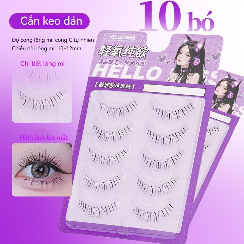 Lông mi giả dán sẵn, lông mi giả tự dính 1 mảnh không keo Tự nhiên, uốn cong, dài và dày đặc, nhẹ nhàng và thoải mái, hình dạng lâu trôi, thân thiện với người mới bắt đầu