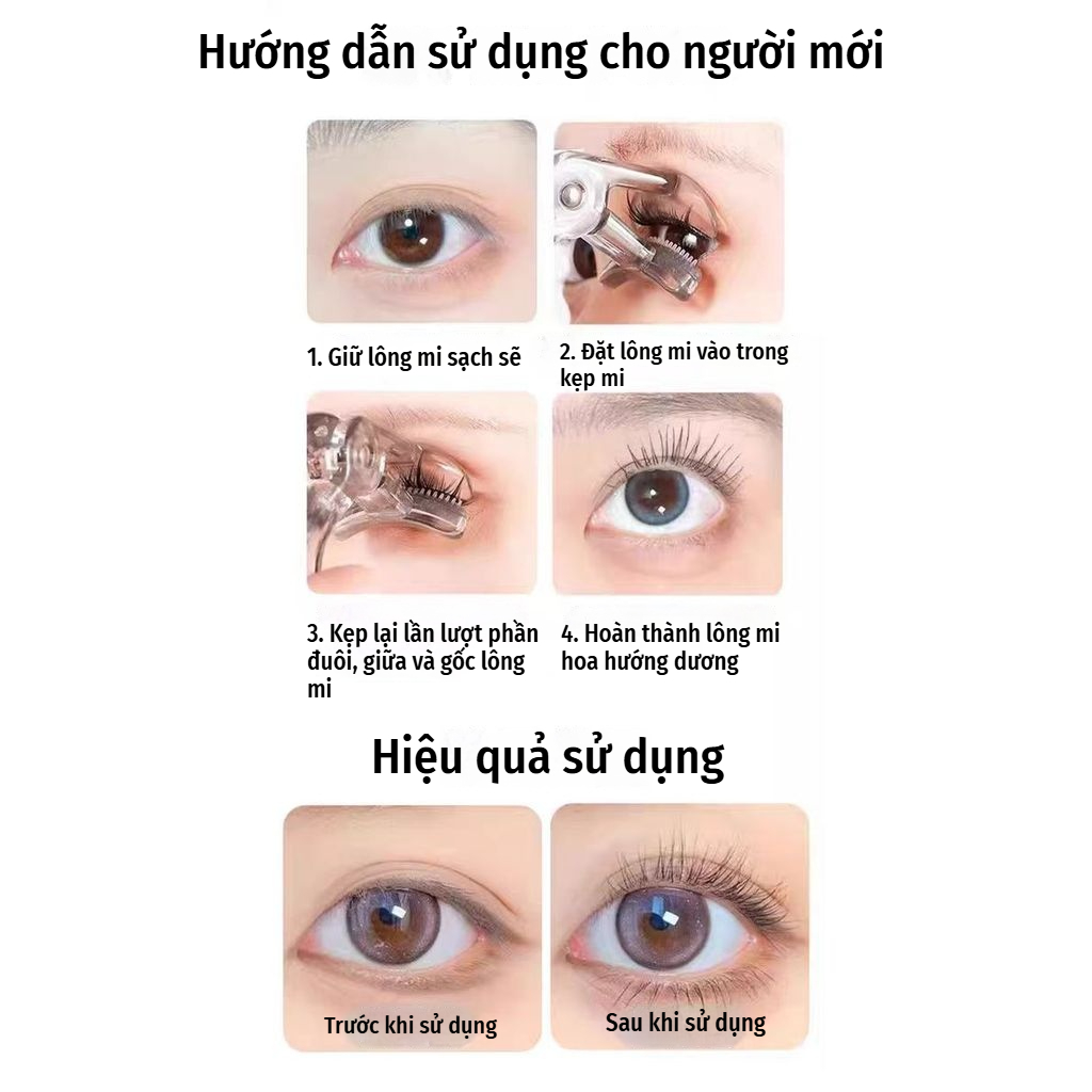 Lược chải răng góc rộng Dụng cụ uốn mi không viền định hình một phần Kẹp uốn hướng dương dành cho người mới biết lông mi di động