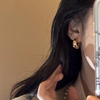 Bông tai vòng kim loại mạ điện nữ, style tối giản, chất lượng cao