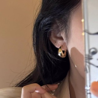 Bông tai vòng kim loại mạ điện nữ, style tối giản, chất lượng cao