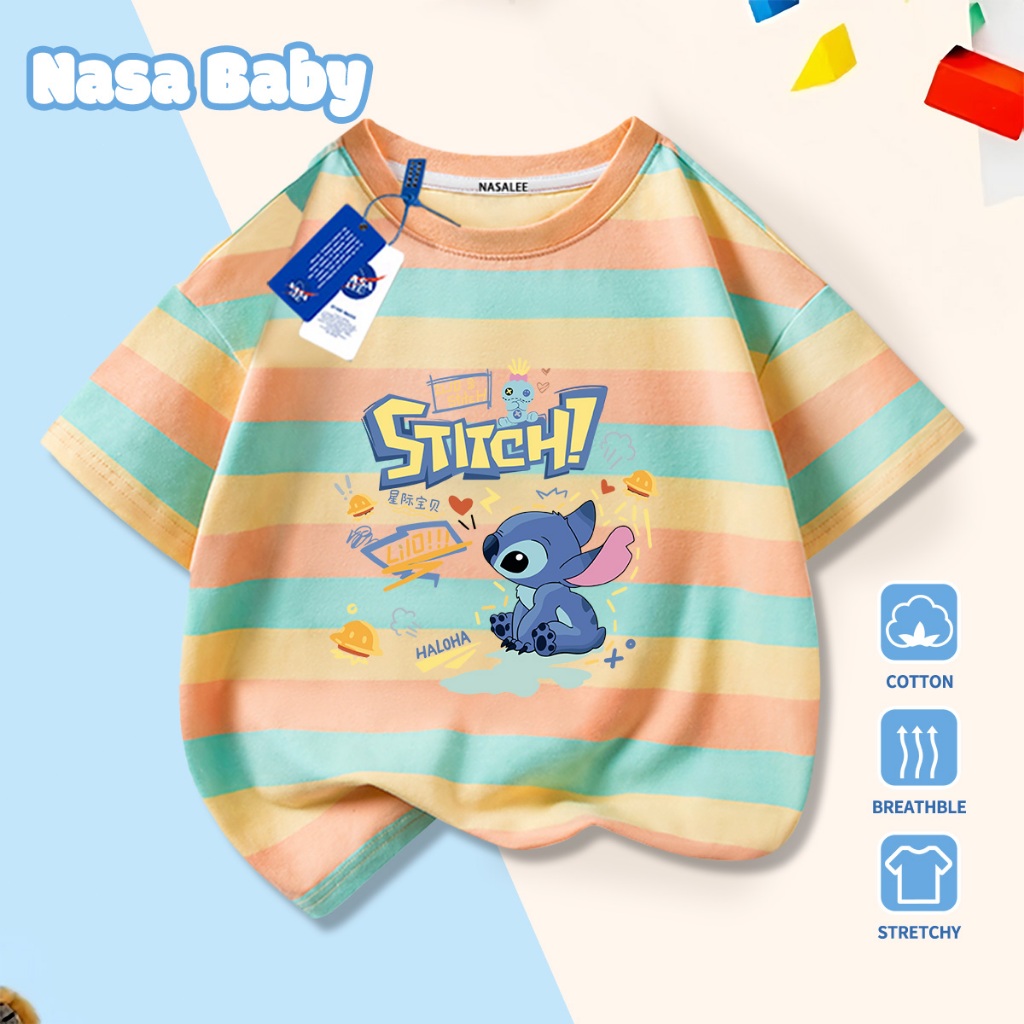 🚀Xu hướng hot 2026🚀 Áo thun trẻ em họa tiết Stitch NASA 100% chất liệu cotton Unisex Giao hàng ngay
