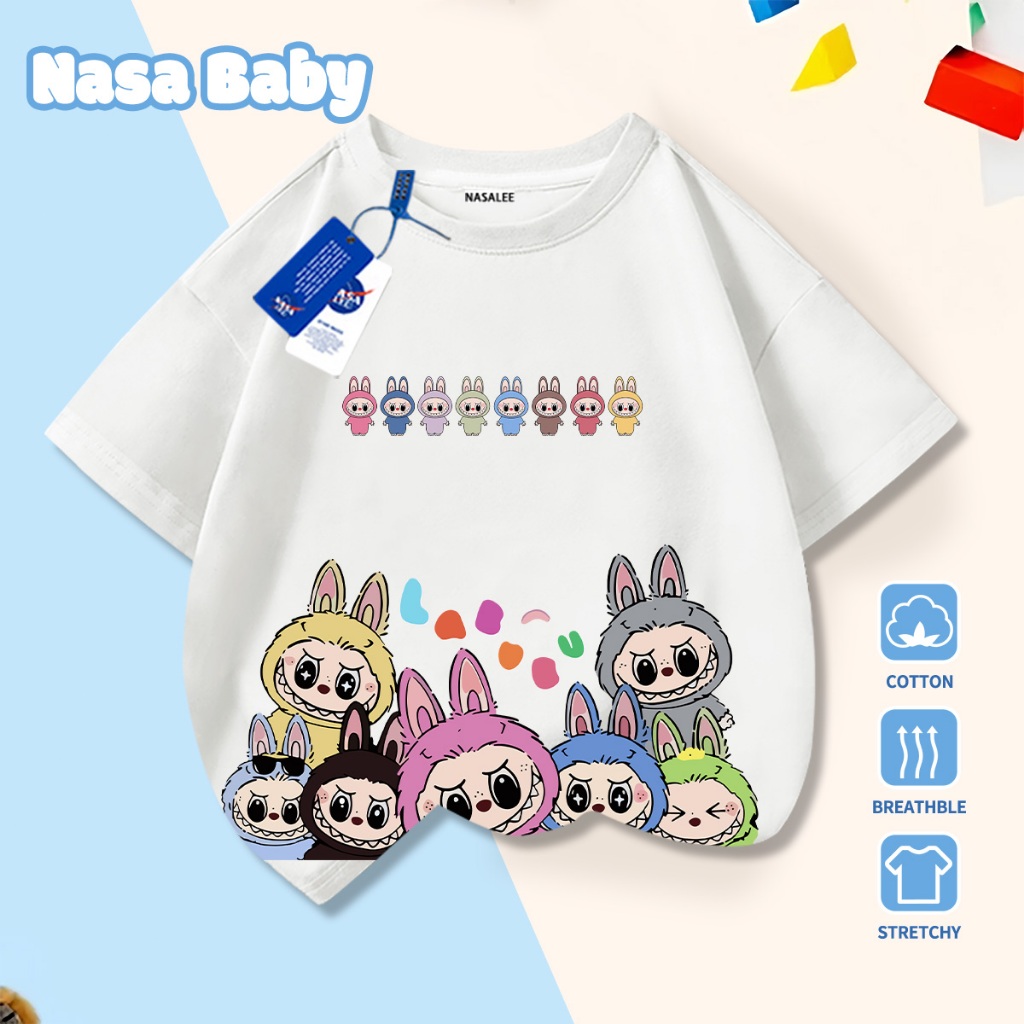 🚀Xu hướng hot 2026🚀 Áo thun trẻ em họa tiết Labooboo NASA 100% chất liệu cotton Unisex Giao hàng ngay