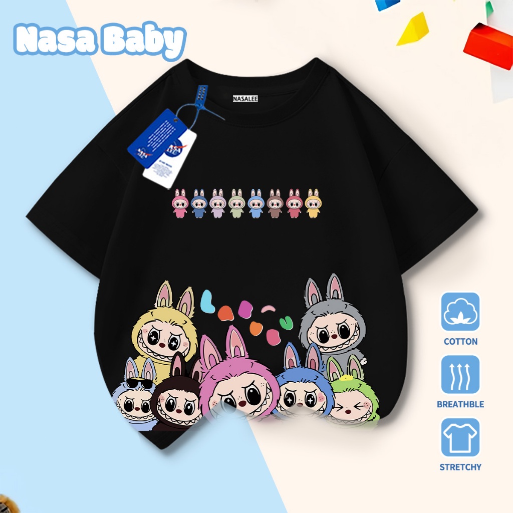 🚀Xu hướng hot 2026🚀 Áo thun trẻ em họa tiết Labooboo NASA 100% chất liệu cotton Unisex Giao hàng ngay