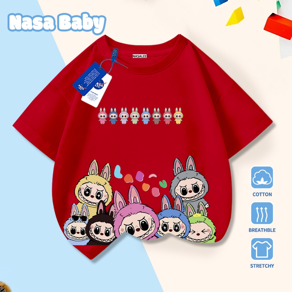 🚀Xu hướng hot 2026🚀 Áo thun trẻ em họa tiết Labooboo NASA 100% chất liệu cotton Unisex Giao hàng ngay