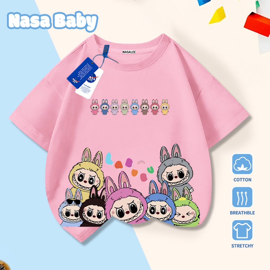 🚀Xu hướng hot 2026🚀 Áo thun trẻ em họa tiết Labooboo NASA 100% chất liệu cotton Unisex Giao hàng ngay