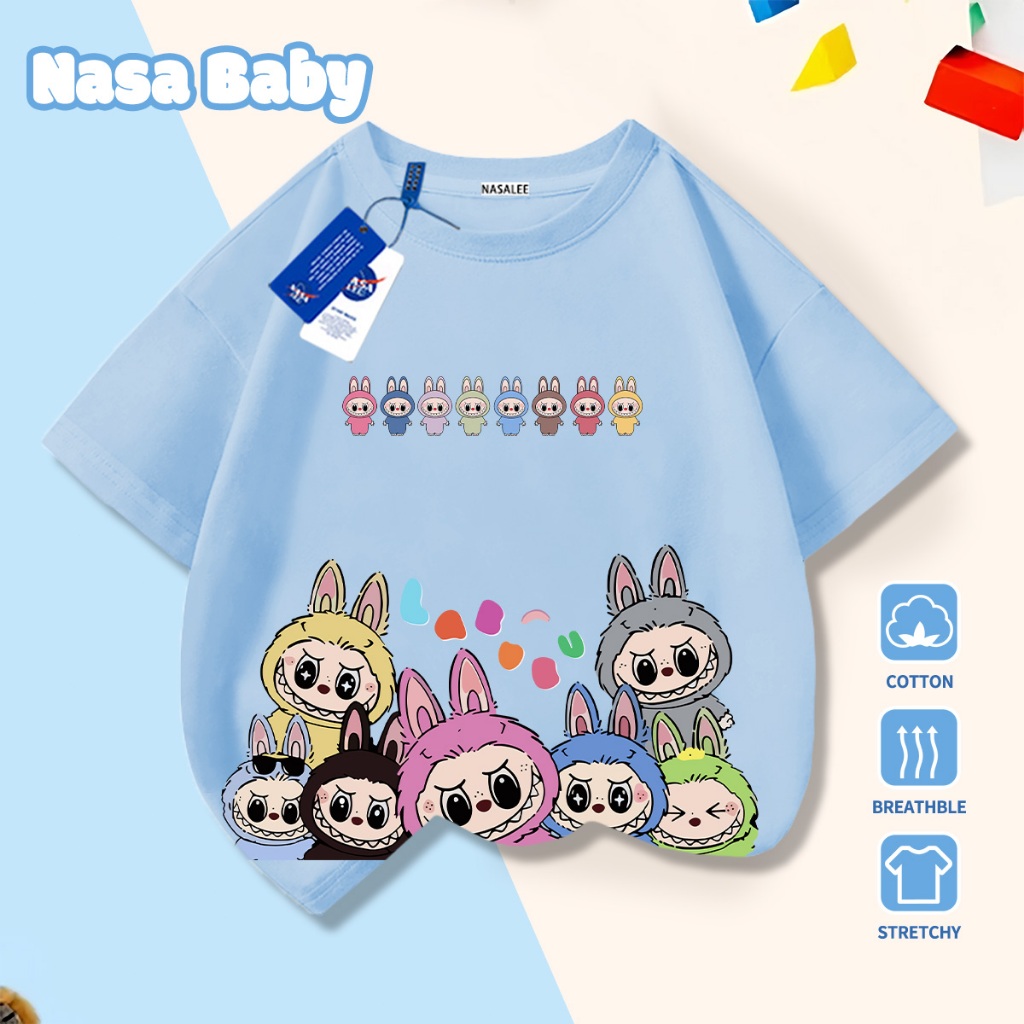 🚀Xu hướng hot 2026🚀 Áo thun trẻ em họa tiết Labooboo NASA 100% chất liệu cotton Unisex Giao hàng ngay