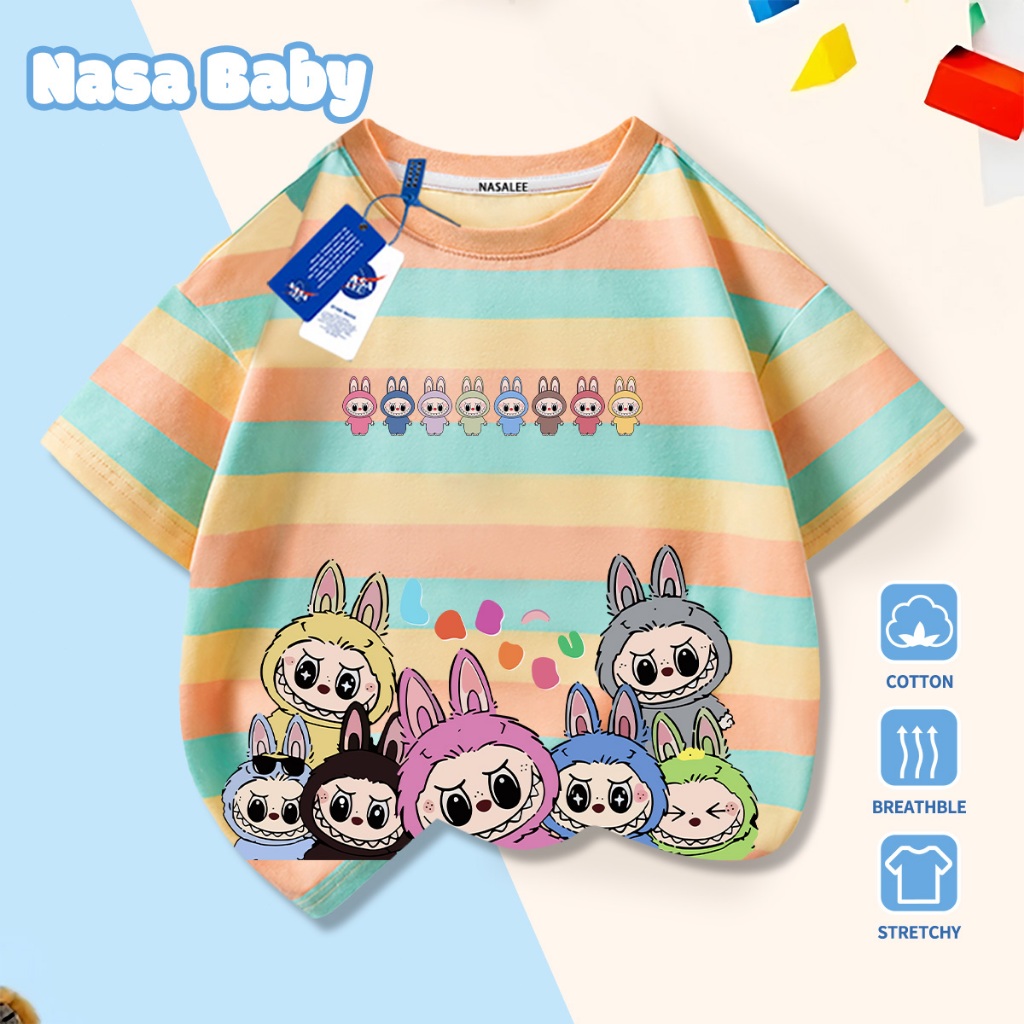 🚀Xu hướng hot 2026🚀 Áo thun trẻ em họa tiết Labooboo NASA 100% chất liệu cotton Unisex Giao hàng ngay