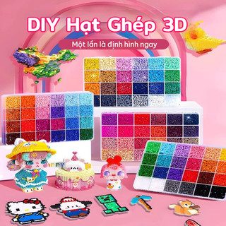 Bộ Hạt Đậu Thần Kỳ 24 Màu Tặng Full Phụ Kiện - Đồ Chơi Xếp Hình Lắp Ráp DIY Thông Minh Cho Bé (Hạt Perler/Hama)