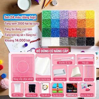 Bộ Hạt Đậu Thần Kỳ 24 Màu Tặng Full Phụ Kiện - Đồ Chơi Xếp Hình Lắp Ráp DIY Thông Minh Cho Bé (Hạt Perler/Hama)