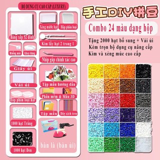 Bộ Hạt Đậu Thần Kỳ 24 Màu Tặng Full Phụ Kiện - Đồ Chơi Xếp Hình Lắp Ráp DIY Thông Minh Cho Bé (Hạt Perler/Hama)