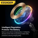 Giá đỡ xe sạc không dây từ tính ESSAGER 15W với lực từ tính siêu mạnh và độ ổn định Giá đỡ điện thoại đa năng với đèn xung quanh đầy màu sắc — ảnh 6
