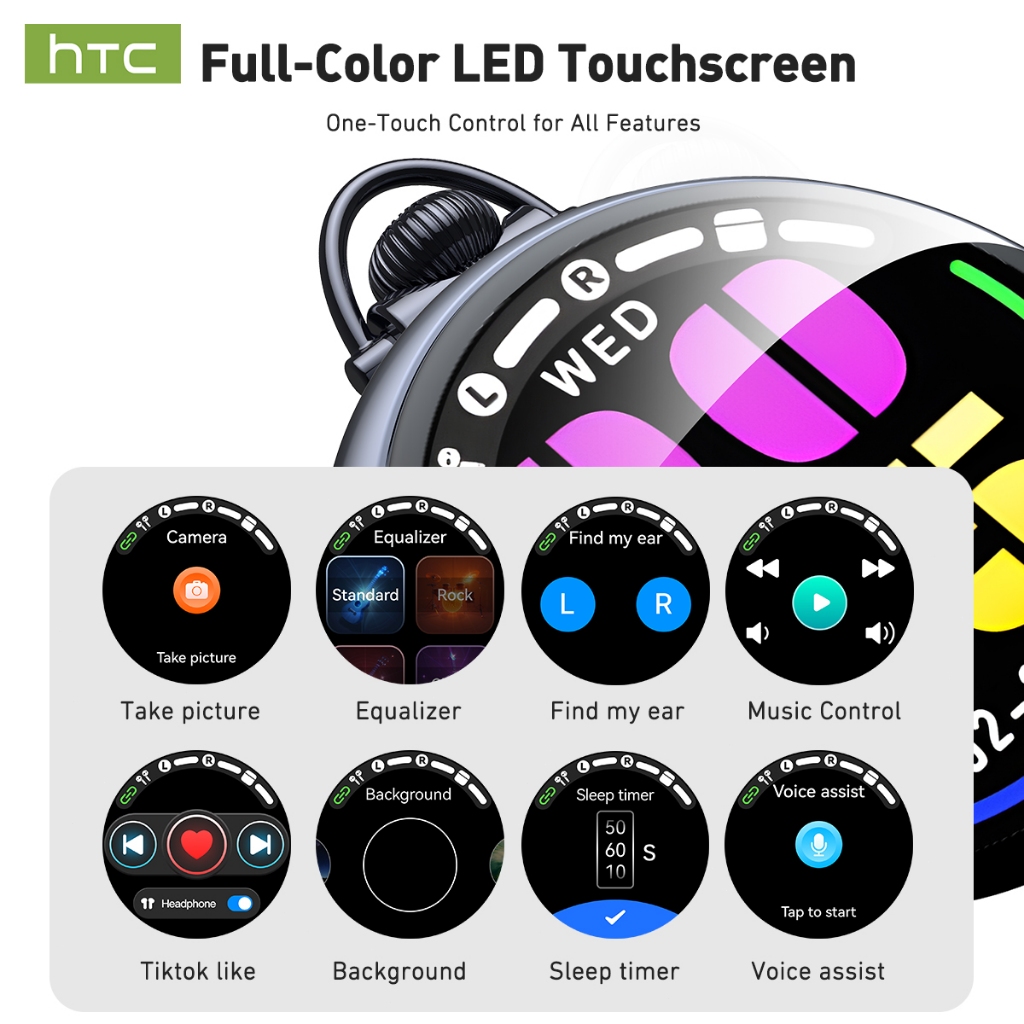 Tai nghe dịch HTC NE71 Tai nghe Bluetooth 6.0 AI Dịch trực tiếp Màn hình LED thông minh HiFi Chất lượng âm thanh Công nghệ khử tiếng ồn | BigBuy360 - bigbuy360.vn