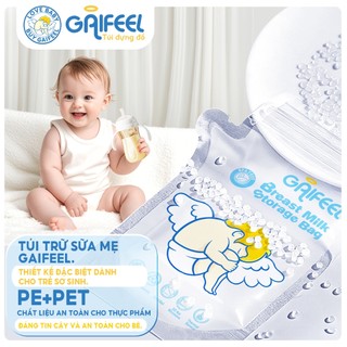 GAIFEEL Túi trữ sữa 200ml có dây kéo kín an toàn Bao gồm vòng đổi màu nhiệt độ (30 cái / hộp)