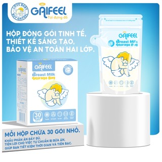 GAIFEEL Túi trữ sữa 200ml có dây kéo kín an toàn Bao gồm vòng đổi màu nhiệt độ (30 cái / hộp)