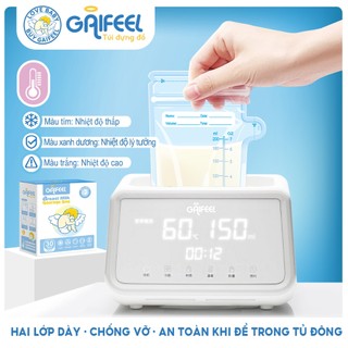 GAIFEEL Túi trữ sữa 200ml có dây kéo kín an toàn Bao gồm vòng đổi màu nhiệt độ (30 cái / hộp)