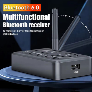 Bluetooth 6.0 Bộ Thu Âm Thanh Bộ Chuyển Đổi Âm Nhạc Stereo Không Dây 3.5 Mm AUX R / L RCA Có Mic Hỗ Trợ Chữ U Cho Loa Ô Tô Amp