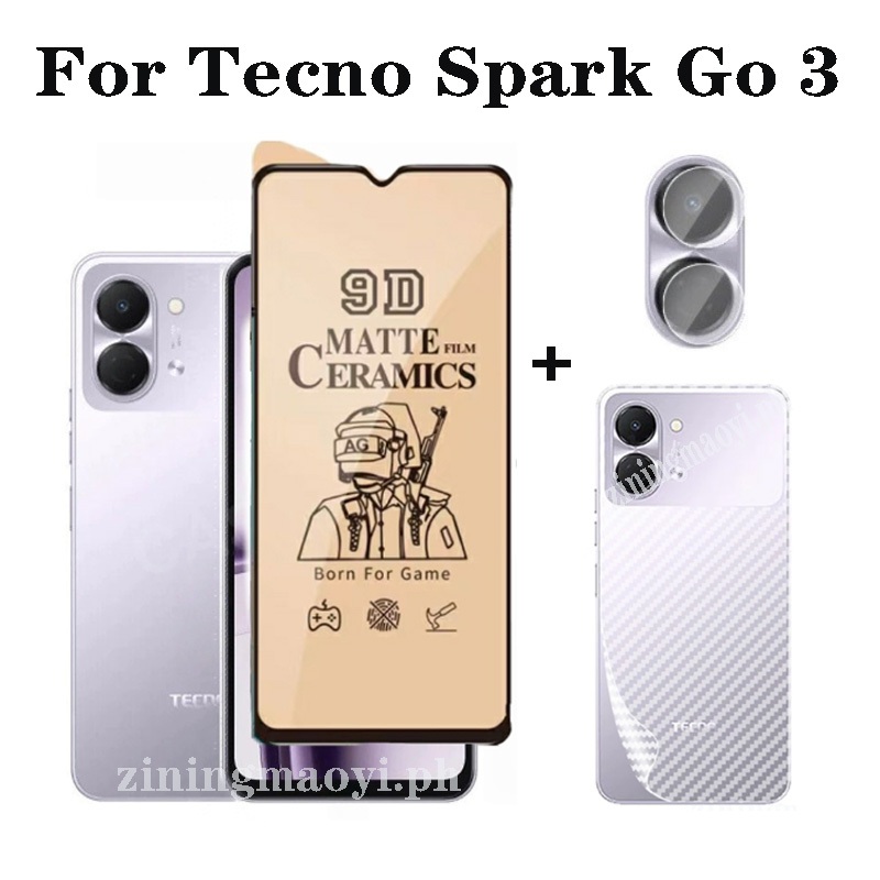 3in1 Dành Cho Tecno Spark Go 3 Phim Gốm Cho Tecno Spark Go 2 1 1S Go 2025 Phim Gốm Mềm Bảo Vệ Màn Hình + Phim Ống Kính + Phim Mặt Sau