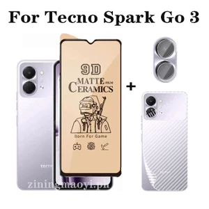 3in1 Dành Cho Tecno Spark Go 3 Phim Gốm Cho Tecno Spark Go 2 1 1S Go 2025 Phim Gốm Mềm Bảo Vệ Màn Hình + Phim Ống Kính + Phim Mặt Sau