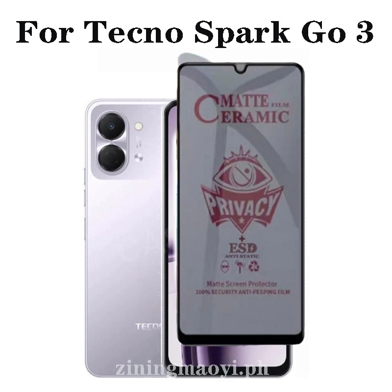 3in1 Dành Cho Tecno Spark Go 3 Phim Gốm Mềm Chống Riêng Tư Cho Tecno Spark Go 2 1 1S Go 2025 Bảo Vệ Màn Hình + Phim Ống Kính + Phim Mặt Sau