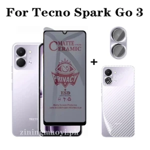 3in1 Dành Cho Tecno Spark Go 3 Phim Gốm Mềm Chống Riêng Tư Cho Tecno Spark Go 2 1 1S Go 2025 Bảo Vệ Màn Hình + Phim Ống Kính + Phim Mặt Sau