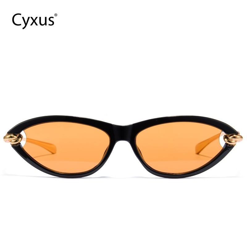 Cyxus Kính Mát Nữ Mắt Mèo Gọng Oval Thời Trang Chống Tia UV Và Chống Chói Cho Nữ Kiểu Dáng Hẹp Gọng Kim Loại 1344