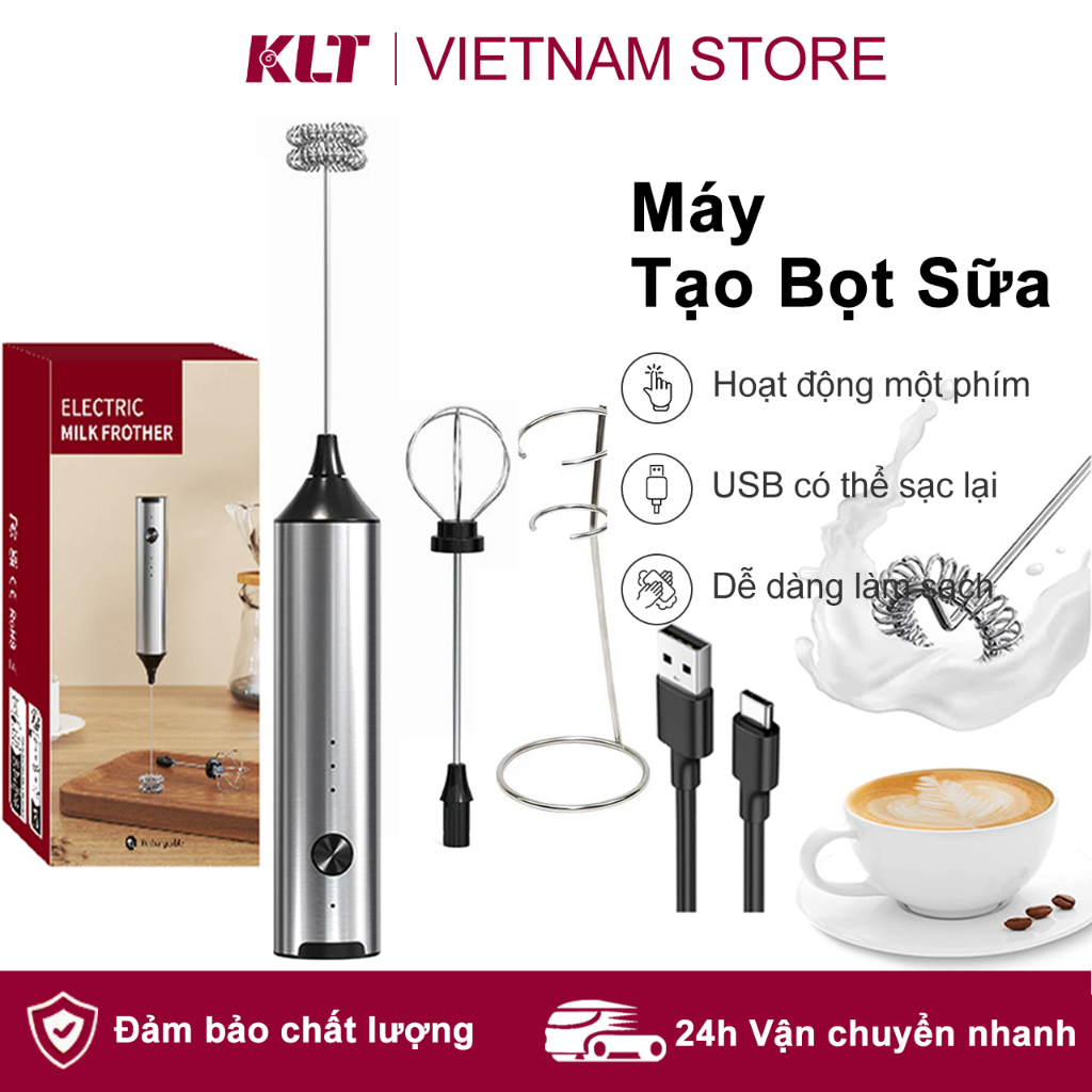 Máy tạo bọt sữa điện Cilton Máy đánh trứng cầm tay Máy tạo bọt cà phê có thể sạc lại cho cà phê, lưới, Cappuccin