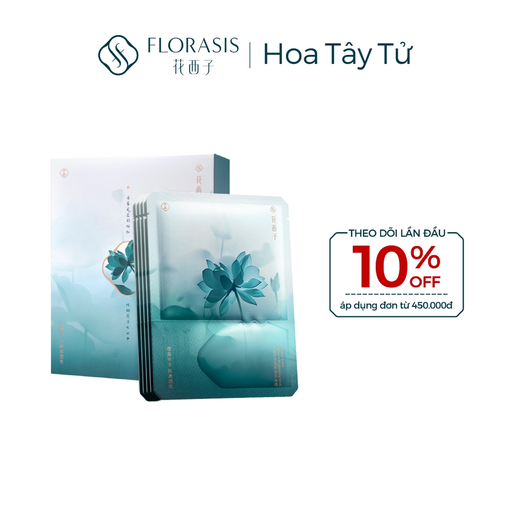 Florasis (Hoa Tây Tử) Mặt nạ dòng Rạng rỡ tự nhiên (5 miếng) Lotus Radiance— Dưỡng ẩm, cấp nước, làm sáng da, giảm xỉn màu, săn chắc và làm dịu da; phù hợp cho cả nam và nữ