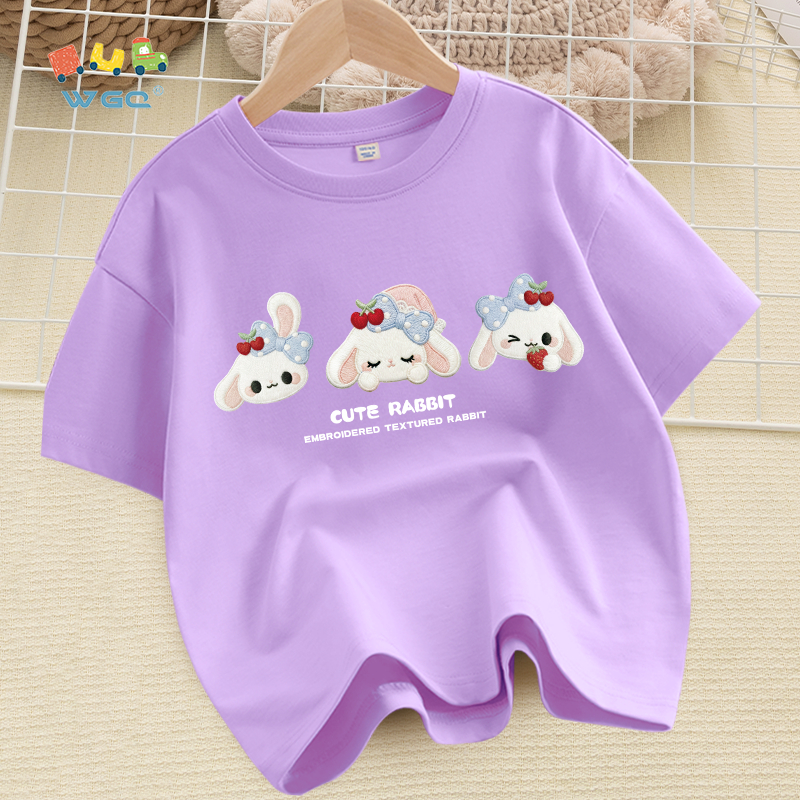 W.G.Q Áo thun cho bé gái , vải Cotton 100% mềm mại thoải mái, thấm mồ hôi thoáng khí, có họa tiết in hình dễ thương