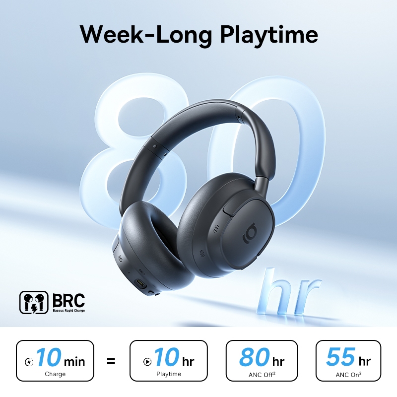 【New Arrivals】Baseus BH1 NC Lite Wireless Headphones Noise-Cancelling Headphones 80Hours Playtime Bluetooth 6.0