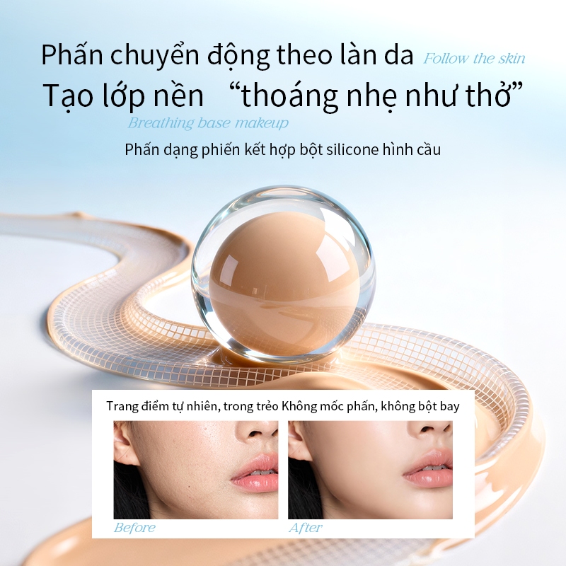 Phấn Phủ Mooekiss Dạng Bột, Kiềm Dầu, Lâu Trôi, Mịn Nhẹ, Soft Focus, Không Mốc