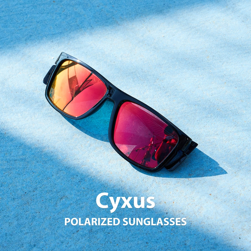 Cyxus Kính Phân Cực Nam Nữ Khung Vuông Chống UV Chống Lóa Tấm Che Bên Câu Cá Chạy Bộ Thể Thao Ngoài Trời P1340