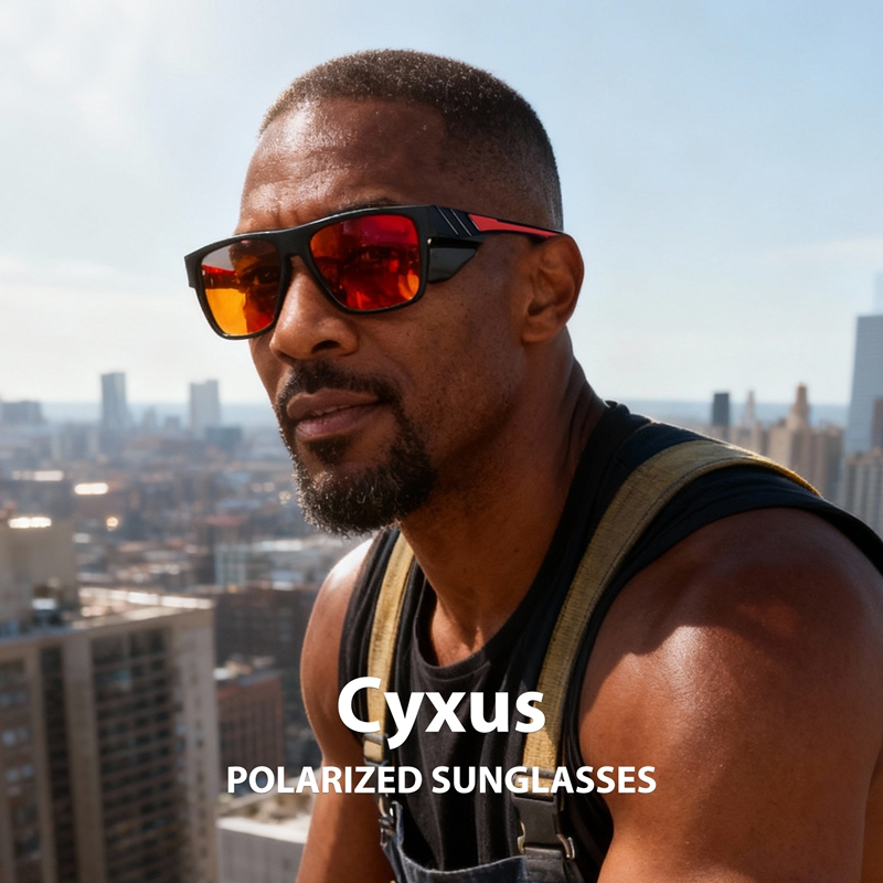 Cyxus Kính Phân Cực Nam Nữ Khung Vuông Chống UV Chống Lóa Tấm Che Bên Câu Cá Chạy Bộ Thể Thao Ngoài Trời P1340