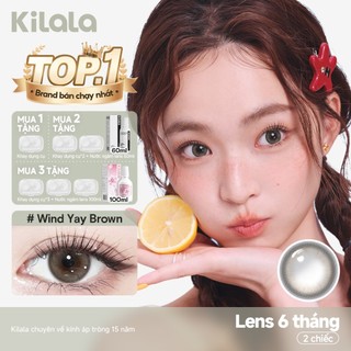 Kính áp tròng Kilala màu nâu Wind Yay Brown lens cận 6 tháng DIA 14.2mm có độ (0-8) 1 cặp