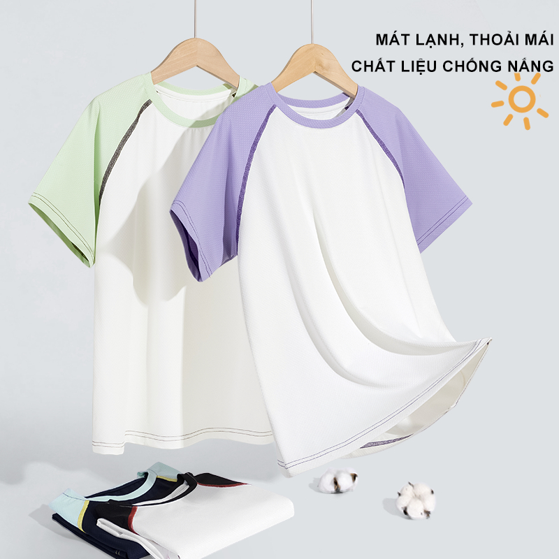 W.G.Q Áo thun cho bé trai , vải chống nắng , cảm giác mát mẻ khô nhanh , thấm mồ hôi thoáng khí , có chữ cái mũ