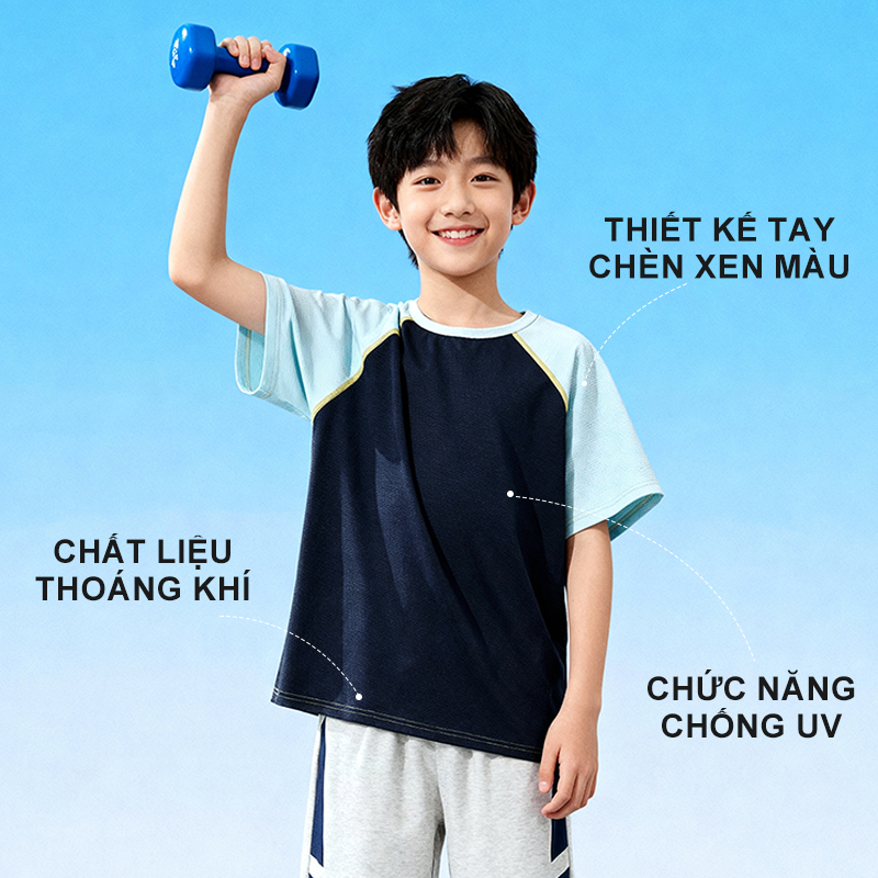 W.G.Q Áo thun cho bé trai , vải chống nắng , cảm giác mát mẻ khô nhanh , thấm mồ hôi thoáng khí , có chữ cái mũ