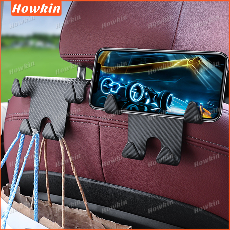 [Giảm giá] 1 CÁI Tựa lưng ghế ô tô bằng sợi Carbon với 4 móc treo Móc treo ghế sau tự động