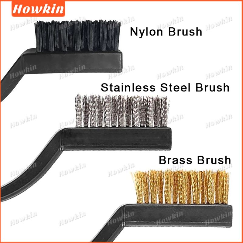 [Sale] 3 Bàn chải làm sạch Dây đồng bằng thép không gỉ Nylon Loại bỏ rỉ sét Dụng cụ làm sạch bàn chải đánh răng dây thép công nghiệp