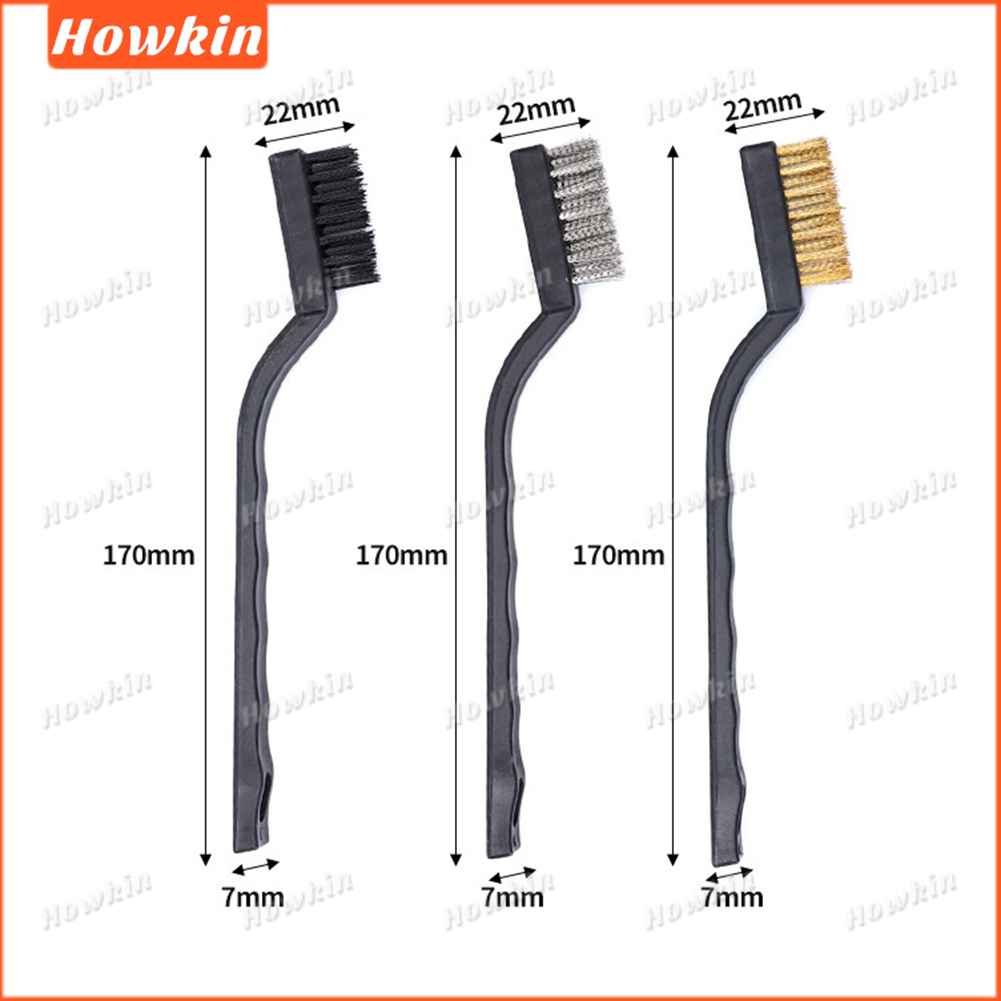 [Sale] 3 Bàn chải làm sạch Dây đồng bằng thép không gỉ Nylon Loại bỏ rỉ sét Dụng cụ làm sạch bàn chải đánh răng dây thép công nghiệp