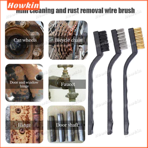 3 Bàn chải làm sạch Dây đồng bằng thép không gỉ Nylon Loại bỏ rỉ sét Dụng cụ làm sạch bàn chải đánh răng dây thép công nghiệp