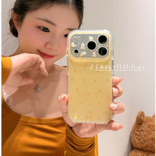 Hàn Quốc Ins Vàng Wave Point Chó Con Dễ Thương Bảo Vệ Toàn Ống Kính Ốp Điện Thoại Cho iPhone 17Promax 17Pro 15 16 Promax Chống Sốc Hai Lớp imd Sweet Girly Vỏ