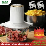 Máy chế biến thực phẩm PZZ, Máy xay thịt 2 tốc độ, Máy xay thực phẩm điện với 2 lưỡi dao bốn lớp, Một bát thủy tinh Một bát bằng thép không gỉ, Thích hợp cho rau củ, hành tây, tỏi, thịt, các loại hạt và thức ăn cho bé — ảnh 1